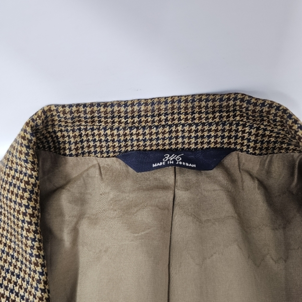 Brooks Brothers Suit Jacket Men's Size 45 M Brown Houndstooth 346 Wool Blazer. - Picture 7 of 10